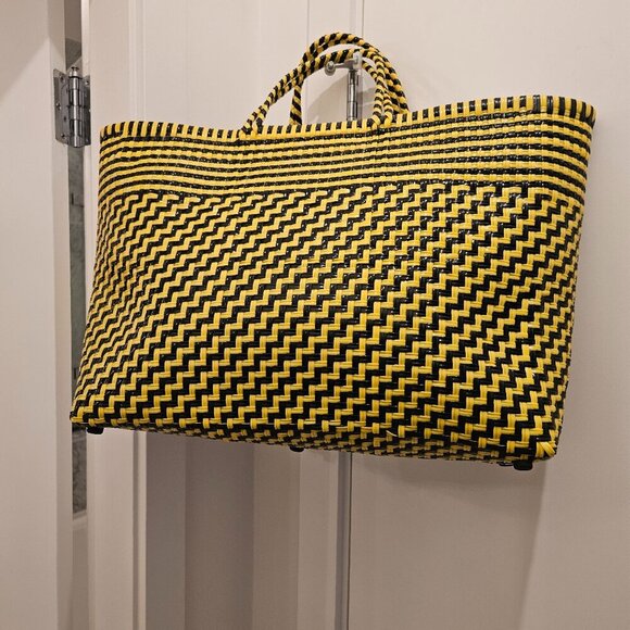 Truss Handbags - TRUSS Large Woven Tote Bag – Yellow & Black | Handcrafted in Mexico